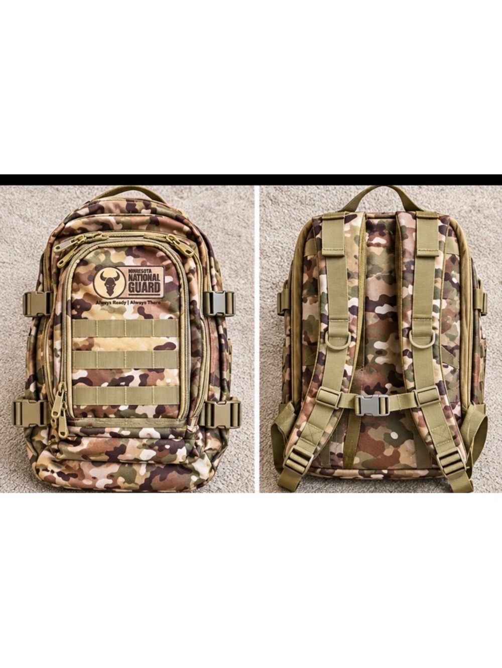 Minnesota National Guard Tactical Backpack Camo Military Style Durable Outdoor R